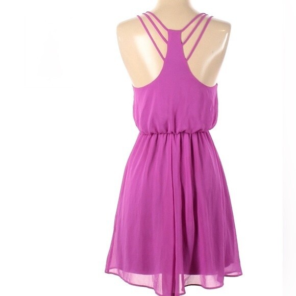Lush mauve triple strap racerback chiffon dress size medium - Picture 3 of 7